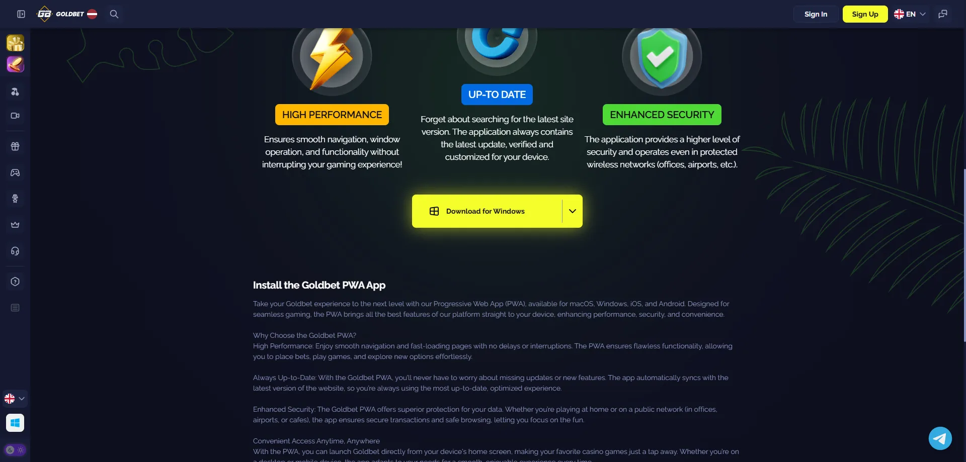Goldbet Casino мобилно приложение PWA за Android и iOS